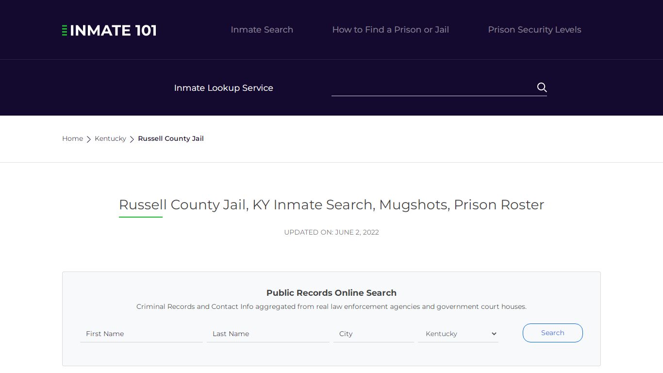 Russell County Jail, KY Inmate Search, Mugshots, Prison ...