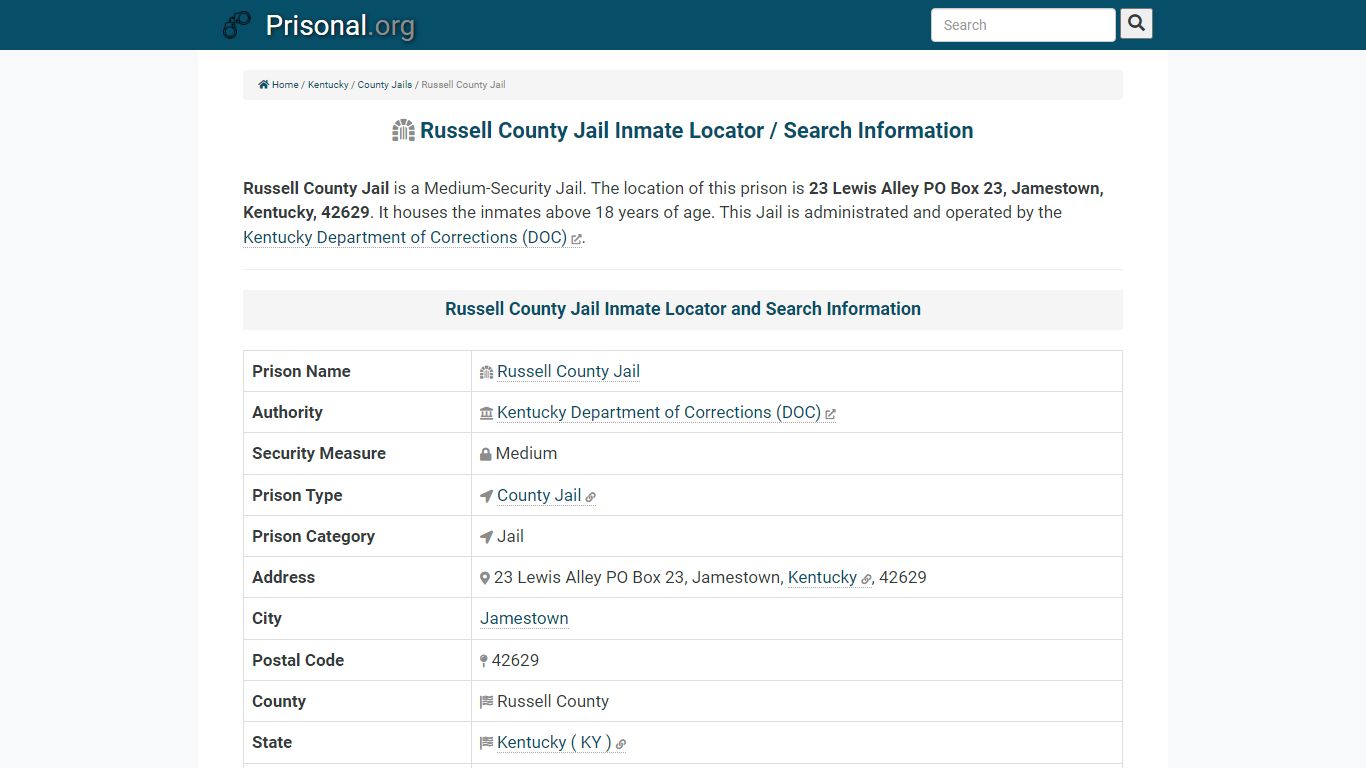 Russell County Jail-Inmate Locator/Search Info, Phone, Fax ...